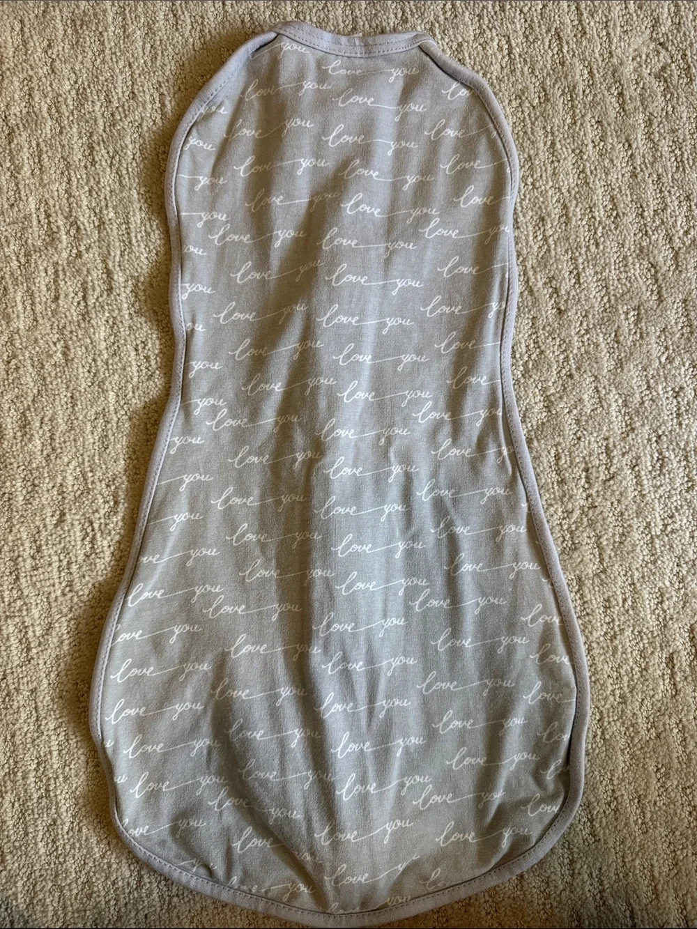 Woombie Love You Gray Swaddle Sleep Sack 0-3 Months Gray Cotton